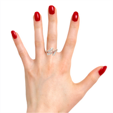 18K Rose Gold Ring Natural Diamond Channel Set Ribbon Anillo