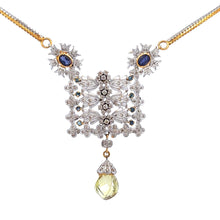 18K Two Tone Gold Necklace Earring Set with Natural Diamond Iolite & Green Gold Jewellery