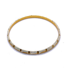 White Yellow Gold Plated metal 1 Piece Bangle Showcasing Traditional Design with Engraved Geometric Elements