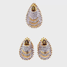 18K Two Tone Gold Pendant Earring Set with Natural Diamond & Green Tourmaline Jewellery