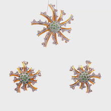 18K Two Tone Gold  Pendant Earring With Natural Diamond & Tsavorite Gemstone Spiral Jewelry