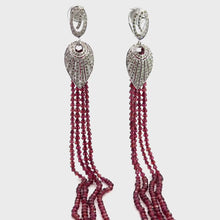 18K White Gold Shoulder Duster Earring With Natural Diamond & Rhodolite Gemstone Jewellery