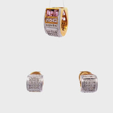 18K Two Tone Gold Pendant Earring With Natural Diamond & Pink Sapphire Gemstone Jewelry Set