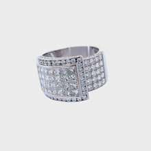 18K White Gold Ring Natural Diamond Unique Channel Set Buckled Band