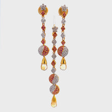 18K Two Tone Gold Pendant Earring Set With Natural Diamond, Ruby & Citrine Drop Gemstone Jewelry