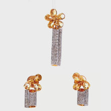 18K Yellow Gold Pendant Earrings Set with Diamonds & Citrine Natural Birthstone Jewelry
