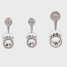 18K White Gold Pendant Earring Set with Natural Diamond & Multi Color Tourmaline Gemstone Jewellery
