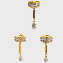 18K Two Tone Gold Natural Diamond Unique Pendant Earring Set Jewelry