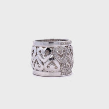 18K White Gold Ring Natural Diamond Wrap Heart Band