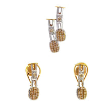 18K Two Tone Gold Pendant Earring Set With Natural Diamond April Birthstone Jewelry Set