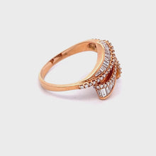 18K Rose Gold Ring Natural Diamond Channel Set Ribbon Anillo