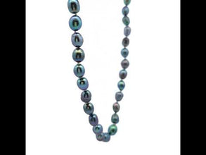 Classic Dark Grey Plain Button Pearl Necklace