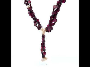 Natural Garnet Button 6mm & Pearl Plain Gemstone Necklace