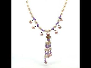 Natural Amethyst Pearl Semiprecious Handmade Necklace