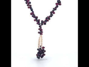 Natural Garnet Drop & Pearl Rice Birthstone Necklace Jewelry