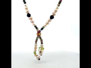 Natural Multi Tourmaline Pearl Citrine Peridot Multi Color Necklace Tassel Jewelry