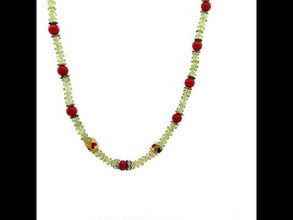 Natural Peridot & Coral Stylish Handmade Necklace