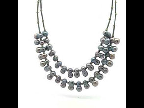 Pearl Two-Layered Dark Grey Unique Necklace
