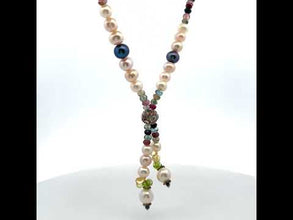 Natural Multi Tourmaline Pearl Citrine Peridot Beads Gemstone Tassel Necklace