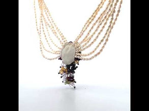 Natural  Peridot, Pearl, Citrine, Amethyst, Garnet Gemstone Necklace