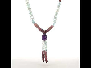 Pink Tourmaline Natural, Spessartite, Citrine, Peridot, Aqua, and Amethyst Necklace
