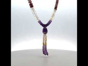 Citrine Natural, Peridot, Spessartite Garnet, Amethyst, and Pink Tourmaline Necklace