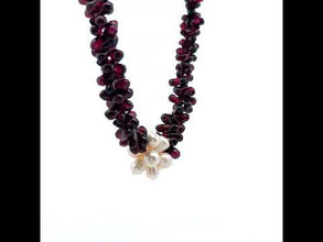 Natural Garnet Drop & Button Pearl Gemstone Necklace