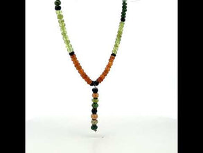 Spessartite Garnet Natural, Peridot, Tsavorite, and Black Tourmaline Necklace
