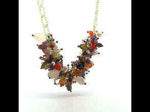 Natural Plain Peridot Ball & Mix Semiprecious Gemstone Necklace