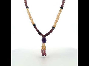 Citrine Natural, Aqua, Amethyst, Pink, and Black Tourmaline Necklace