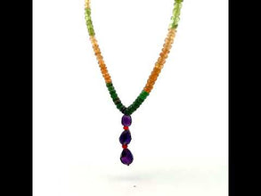 Peridot Natural, Citrine, Spessartite Garnet, Tsavorite, and Amethyst Necklace