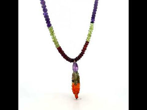 Green Tourmaline Natural, Citrine, Spessartite, Carnelian, Peridot, and Amethyst Necklace