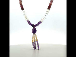 Peridot Natural, Citrine, Spessartite, Pink Tourmaline, and Amethyst Necklace
