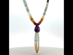 Citrine Natural, Iolite, Peridot, Aqua, Amethyst, and Spessartite Garnet Necklace