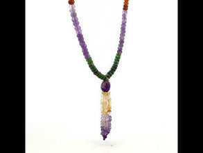 Amethyst Natural, Tsavorite, Peridot, Citrine, Spessartite, and Aqua Necklace