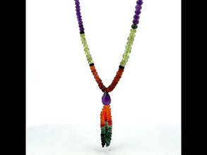 Carnelian Natural, Spessartite, Amethyst, Peridot, Citrine, and Green Tourmaline Necklace