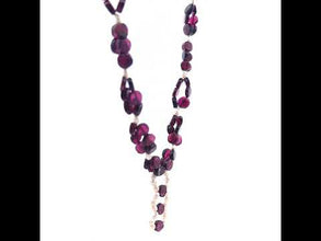 Natural Garnet Button with Rice Pearl Birthstone Necklace