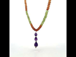 Peridot Natural, Spessartite, Citrine, and Amethyst Necklace