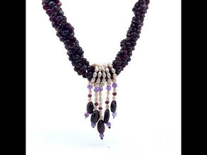 Natural Garnet Pearl Amethyst Birthstone Handmade Necklace