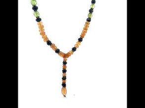 Citrine Natural, Peridot, Black Tourmaline Gemstone Necklace