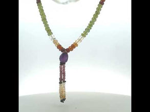 Iolite Natural, Citrine, Peridot, Spessartite, Pink Tourmaline, and Amethyst Necklace