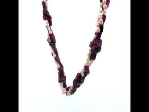 Natural Garnet Chobra & Pearl Rice Plain Gemstone Necklace