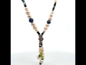 Natural Multi Tourmaline Pearl Peridot Citrine Semiprecious Necklace