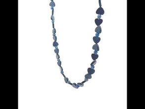 Natural Sunstone Heart with Lapis Lazuli 4mm Ball Gemstone Necklace