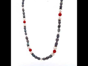 Pearl Classic Plain  with Coral Handmade Necklace