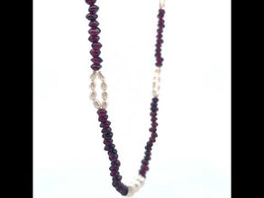 Natural Garnet Tyre Pearl Oval Rice Smooth Gemstone Necklace