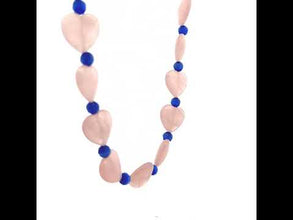 Natural Rose Quartz 16mm Heart & Glass Facet Ball Necklace