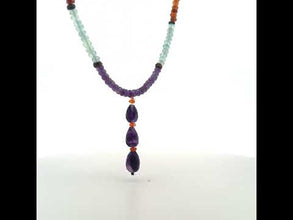 Spessartite Garnet Natural, Aquamarine, Amethyst, and Peridot Necklace