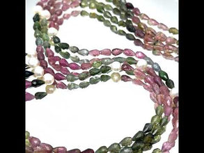 Natural Tourmaline Briolette Drop & Pearl Gemstone Necklace Jewelry