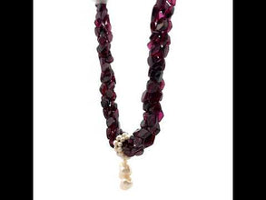 Natural Garnet & Plain Pearl Twisted Fancy Gemstone Necklace